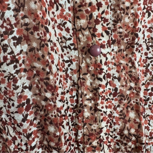 Vintage Louis Féraud Paris Boho Fall Floral Midi Chic Sheer Dress Size 38 - Picture 6 of 12